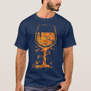 Glas Herfst in de herfst van leder van wijngaarden T-shirt