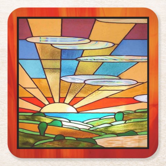 Glas in lood 1 kartonnen onderzetters (Voorkant)