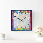 Glas in lood 1 vierkante klok (Huis)