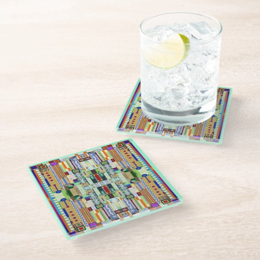 GLAS IN LOOD 2 GLAZEN ONDERZETTER (Schuin)