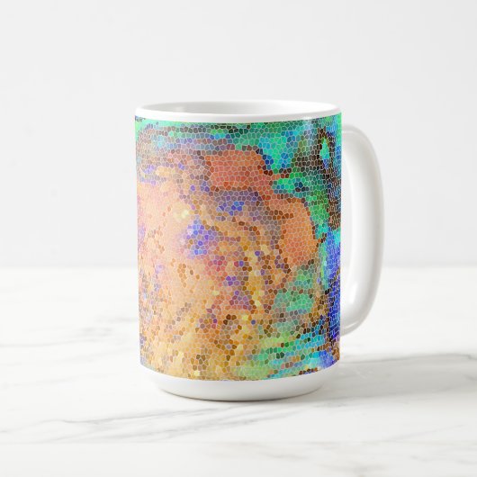 Glas in lood Abalone Shell Abstracte mozaïek Koffiemok (Voorkant rechts)