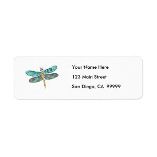 Glas in lood & Abalone Shell Dragonfly Etiket