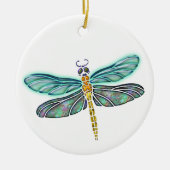 Glas in lood & Abalone Shell Dragonfly Keramisch Ornament (Voorkant)