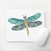 Glas in lood & Abalone Shell Dragonfly Muismat (Met muis)