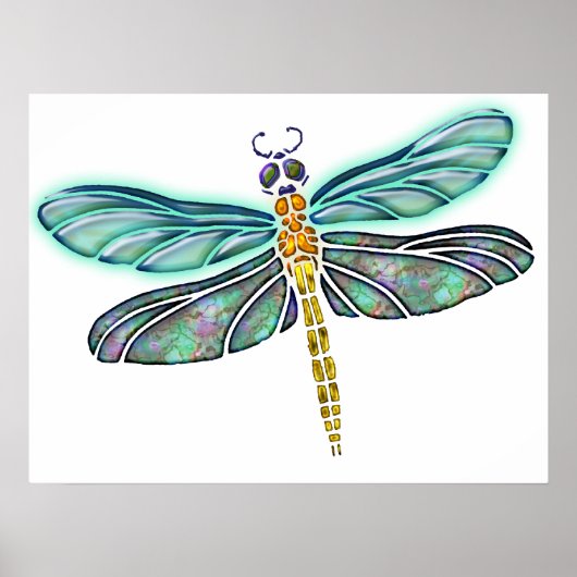 Glas in lood & Abalone Shell Dragonfly Poster (Voorkant)