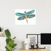 Glas in lood & Abalone Shell Dragonfly Poster (Thuiskantoor)