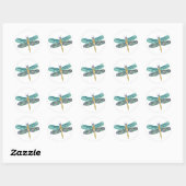 Glas in lood & Abalone Shell Dragonfly Ronde Sticker (Vel)