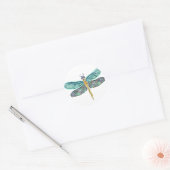 Glas in lood & Abalone Shell Dragonfly Ronde Sticker (Envelop)