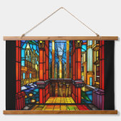 Glas in lood Abbey Digital Art Hangend Wandkleed (Voorkant)