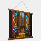 Glas in lood Abbey Digital Art Hangend Wandkleed (Gebogen)