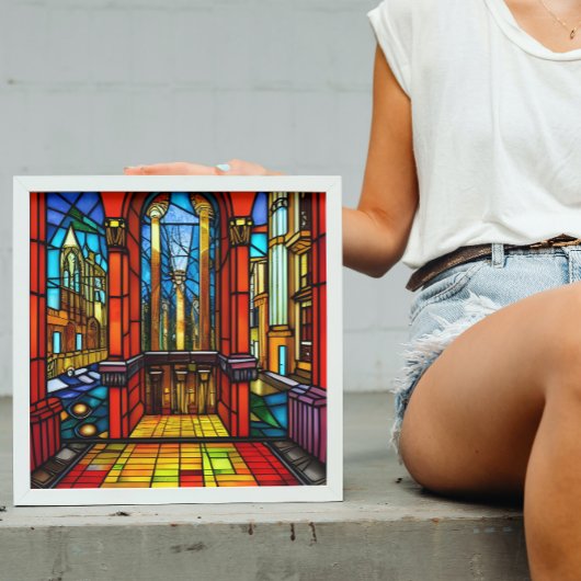 Glas-in-lood Abdij Digitale Kunst Poster