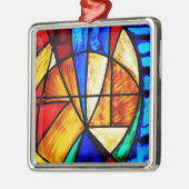 GLAS IN LOOD ABSTRACT 2 METALEN ORNAMENT (Links)