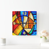 GLAS IN LOOD ABSTRACT 2 VIERKANTE KLOK (Huis)