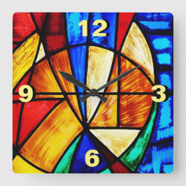 GLAS IN LOOD ABSTRACT 2 VIERKANTE KLOK