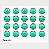 Glas in lood Abstract ontwerp Ronde Sticker (Vel)