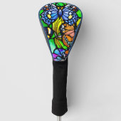 Glas in lood Abstract vlinderontwerp Golfheadcover (Voorkant)