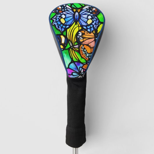 Glas in lood Abstract vlinderontwerp Golfheadcover (Voorkant)