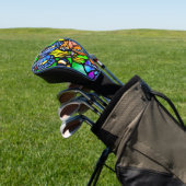 Glas in lood Abstract vlinderontwerp Golfheadcover (Insitu)