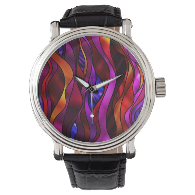 Glas in lood Abstract volgen Horloge (Voorkant)