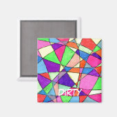 "Glas in lood" Abstracte afwasmachine status Magne Magneet (Voorkant / Achterkant)