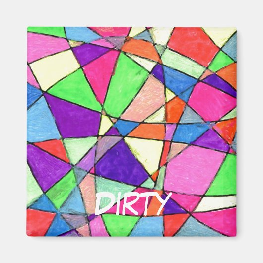 "Glas in lood" Abstracte afwasmachine status Magne Magneet (Voorkant)