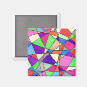 "Glas in lood" Abstracte Art Magnet (Voorkant / Achterkant)