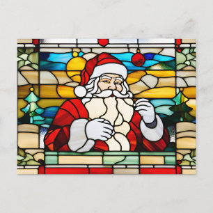 Glas in lood Abstracte Kerstman Feestdagenkaart