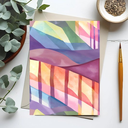 Glas in lood | Abstracte kleurrijke hedendaagse ku Briefkaart