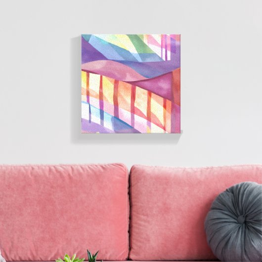 Glas in lood | Abstracte kleurrijke hedendaagse ku Canvas Afdruk (Insitu (Woonkamer))