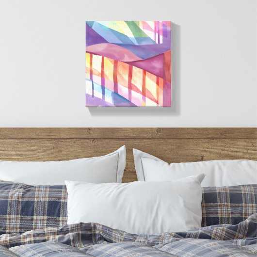 Glas in lood | Abstracte kleurrijke hedendaagse ku Canvas Afdruk (Insitu (Slaapkamer))