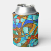 Glas in lood: abstracte kleurrijke schets. blikjeskoeler (Blikje Voorkant)