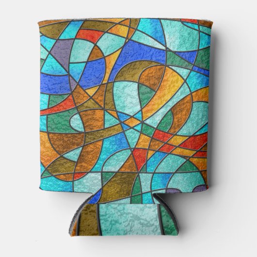 Glas in lood: abstracte kleurrijke schets. blikjeskoeler (Voorkant)