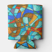 Glas in lood: abstracte kleurrijke schets. blikjeskoeler (Achterkant)