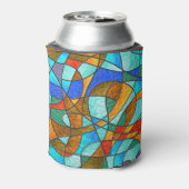 Glas in lood: abstracte kleurrijke schets. blikjeskoeler (Blikje Achterkant)