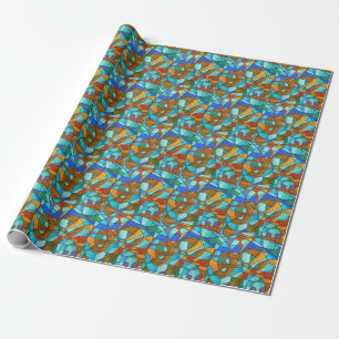 Glas in lood: abstracte kleurrijke schets. cadeaupapier