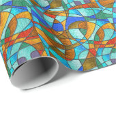 Glas in lood: abstracte kleurrijke schets. cadeaupapier (Rol Hoek)