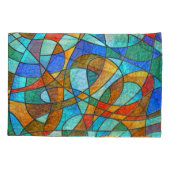 Glas in lood: abstracte kleurrijke schets. kussensloop (Achterkant)