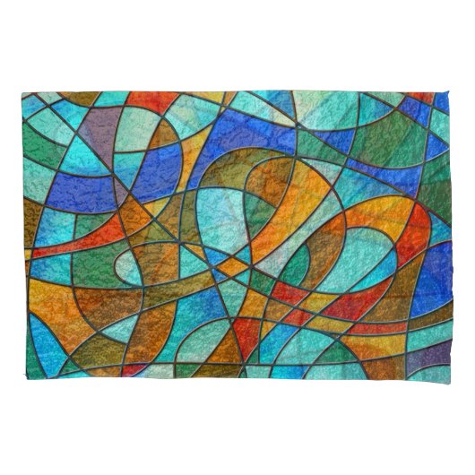 Glas in lood: abstracte kleurrijke schets. kussensloop (Voorkant)