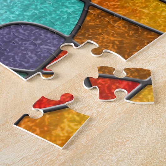 Glas in lood: abstracte kleurrijke schets. legpuzzel (Zijkant)