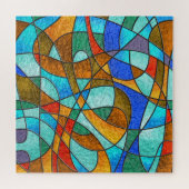 Glas in lood: abstracte kleurrijke schets. legpuzzel (Horizontaal)