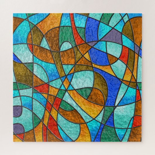 Glas in lood: abstracte kleurrijke schets. legpuzzel (Horizontaal)