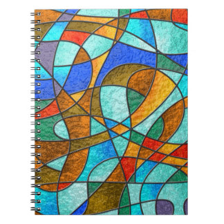 Glas in lood: abstracte kleurrijke schets. notitieboek
