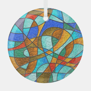 Glas in lood: abstracte kleurrijke schets. ornament