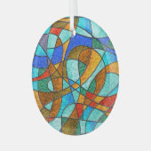 Glas in lood: abstracte kleurrijke schets. ornament (Voorkant links)