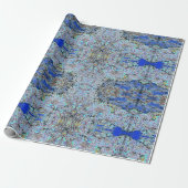 Glas in lood abstracte kunst blauwhelm cadeaupapier (Uitgerold)