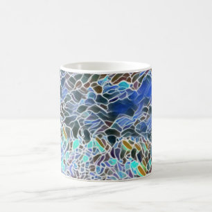 Glas in lood abstracte kunst blauwhelm koffiemok