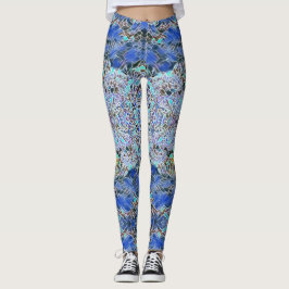 Glas in lood abstracte kunst blauwhelm leggings