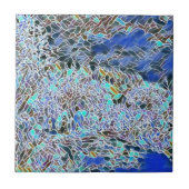 Glas in lood abstracte kunst blauwhelm tegeltje (Voorkant)