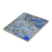 Glas in lood abstracte kunst blauwhelm tegeltje (Zijkant)