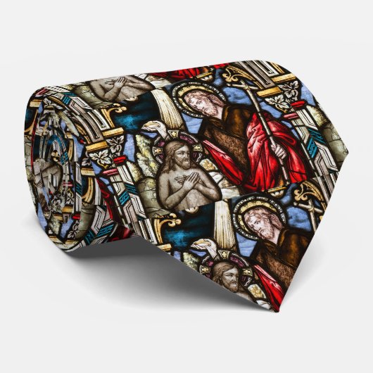 Glas in lood Adult Baptism Jesus St. John Baptist Stropdas (Opgerold)